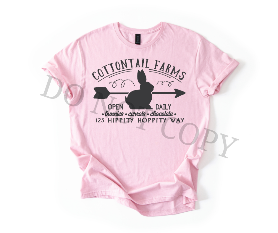 Cottontail Farms DTF Transfer – Vintage Easter Bunny Farm Design – Ready to Press Heat Transfer