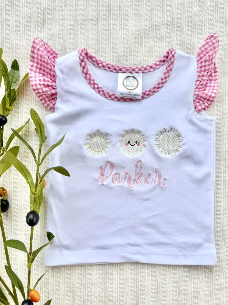 Personalized Sunshine Trio Flutter Sleeve Top