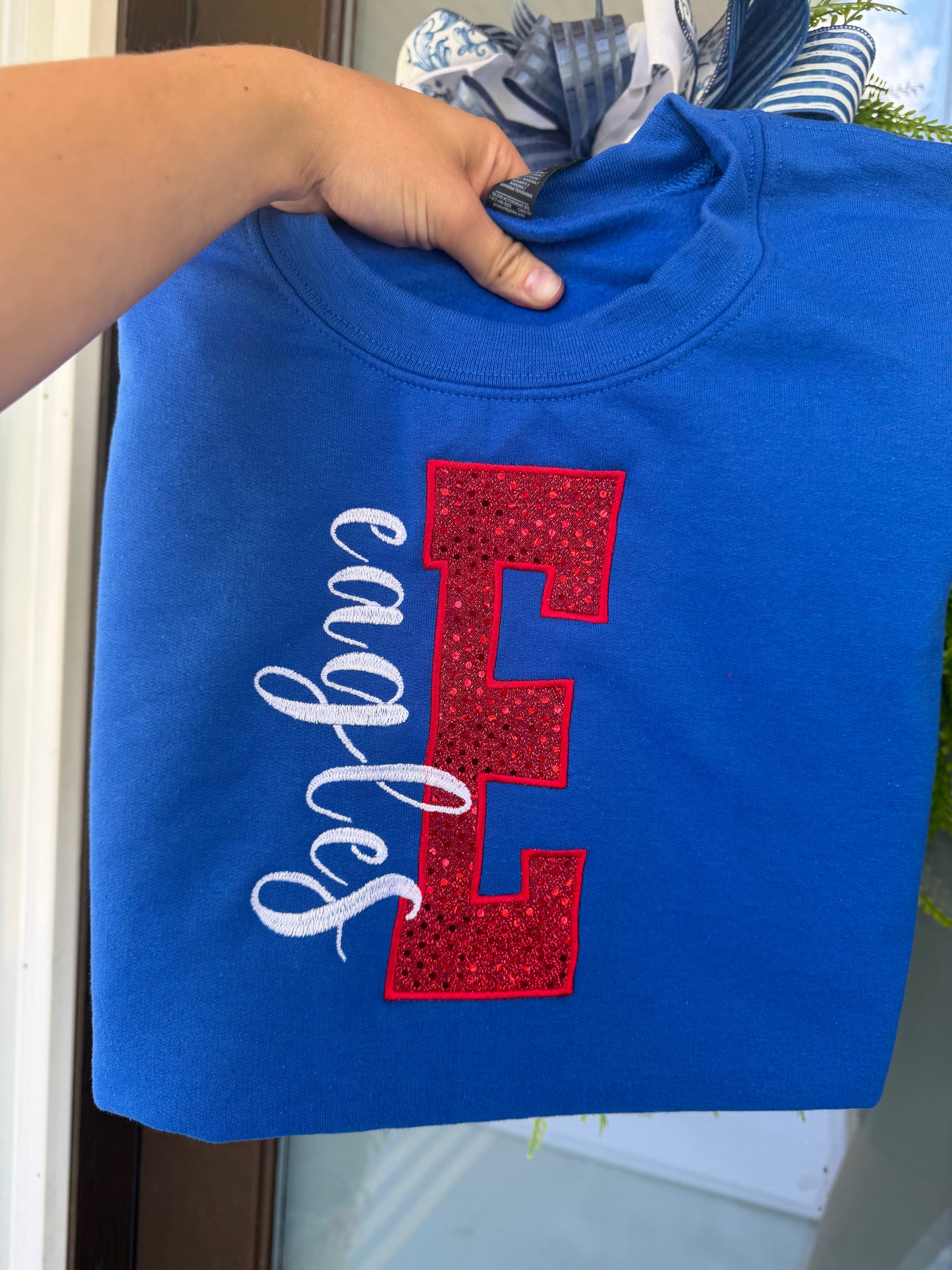 Varsity Letter Mascot Embroiderd Sweatshirt