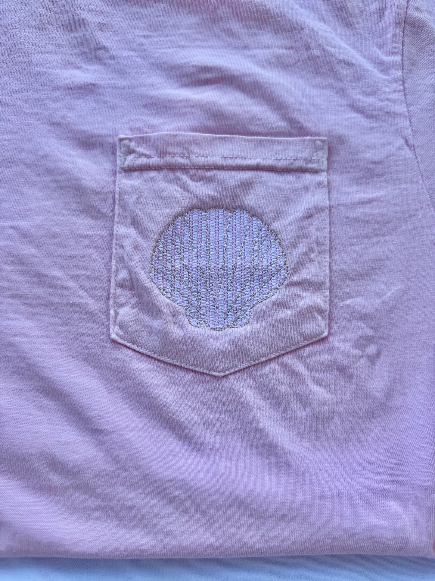 Embroidered Seashell Pocket Tee | Comfort Colors Coastal Summer Shirt | Beachy Boutique Tee