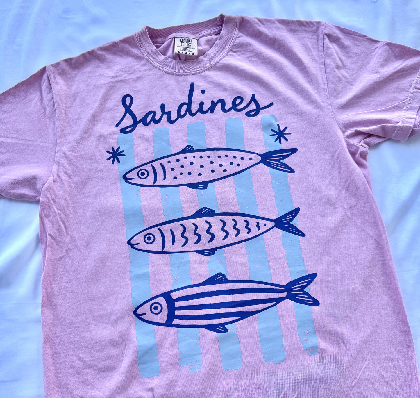 Sardines Coastal Graphic Tee | Comfort Colors Beachy Summer Shirt | Retro Fish Graphic Tee