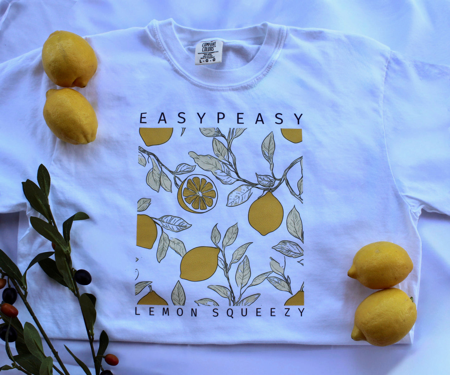 Easy Peasy Lemon Squeezy Comfort Colors Tee | Lemon Graphic Shirt | Cute Summer Boutique Tee