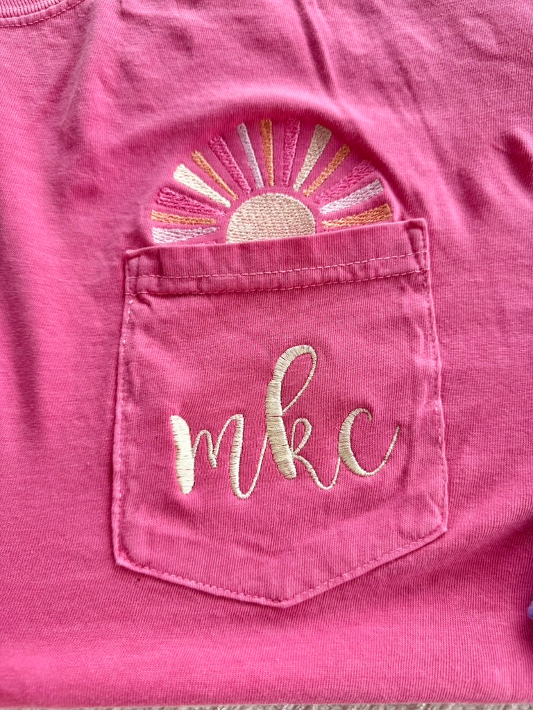 Sunshine Pocket Monogram Comfort Colors Tee