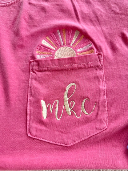 Sunshine Pocket Monogram Comfort Colors Tee