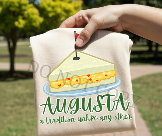 Augusta Golf Sandwich DTF Transfer Ready to Press | Masters Inspired Pimento Cheese Shirt Print | Southern Tournament Week Graphic