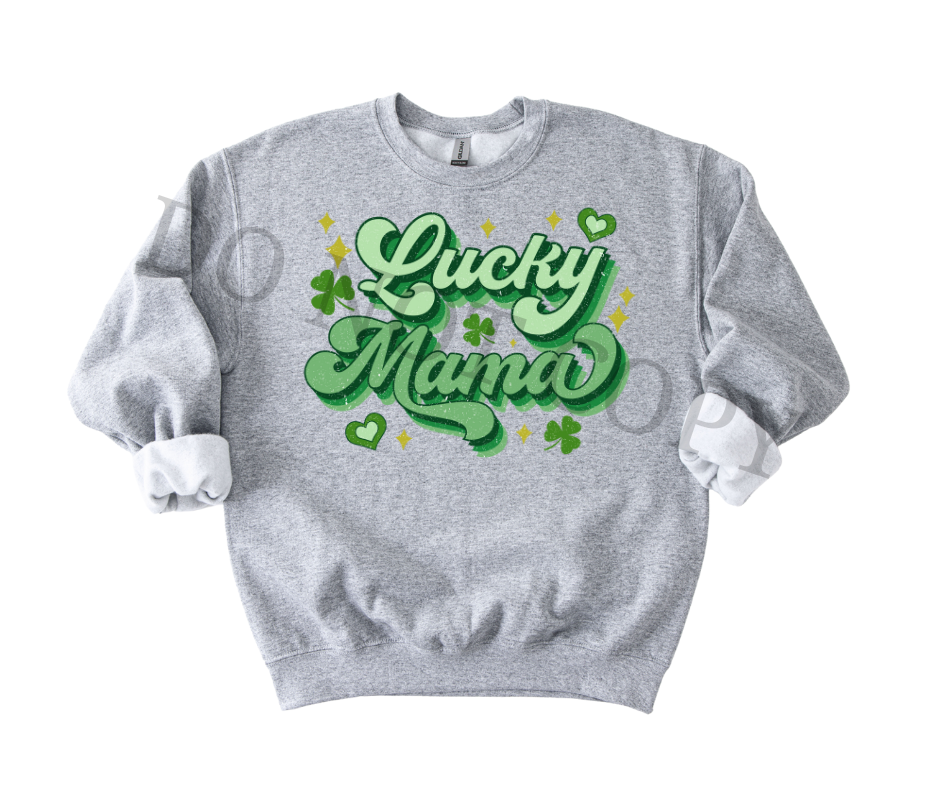 Lucky Mama DTF Transfer Ready to Press | Trendy Mom St Patrick’s Day Shirt