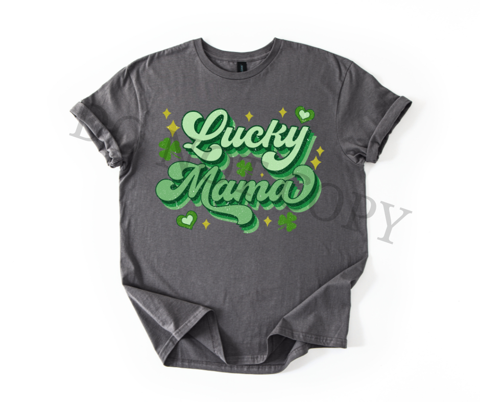Lucky Mama DTF Transfer Ready to Press | Trendy Mom St Patrick’s Day Shirt
