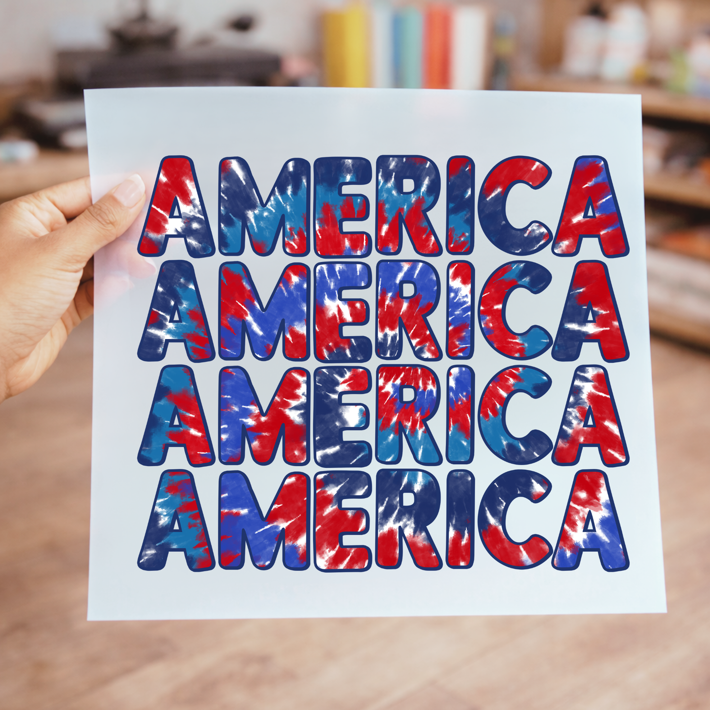 America Tie Dye DTF Transfer | Patriotic Red White Blue Design | 4th of July Graphic | Retro USA DTF Print