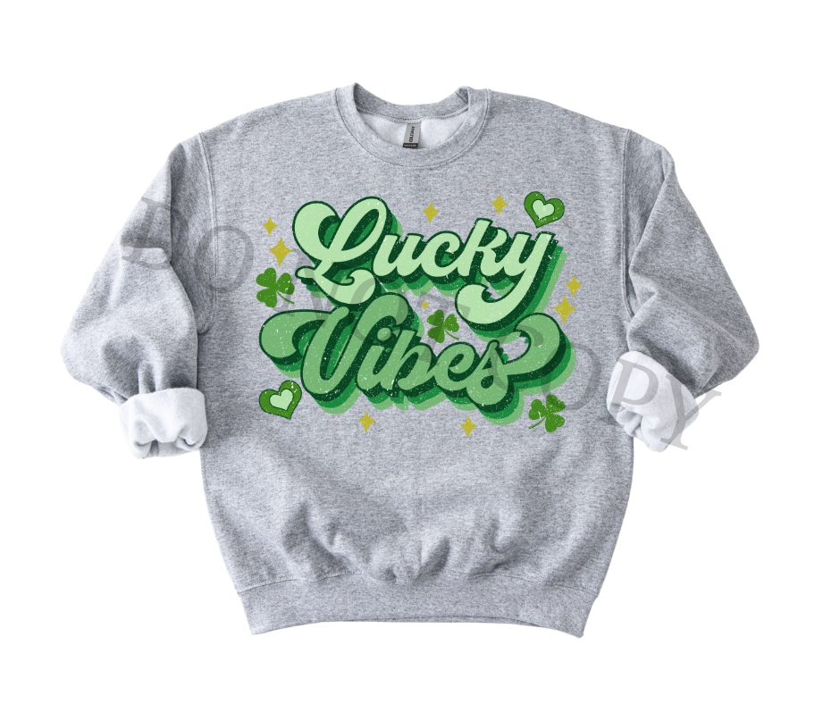 Lucky Vibes DTF Transfer Ready to Press | Trendy St Patrick’s Day Heat Transfer