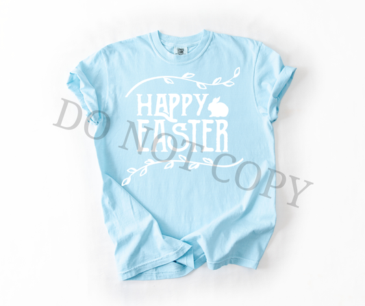 Happy Easter Bunny DTF Transfer – All White Ink Easter Design – Ready to Press Heat Transfer