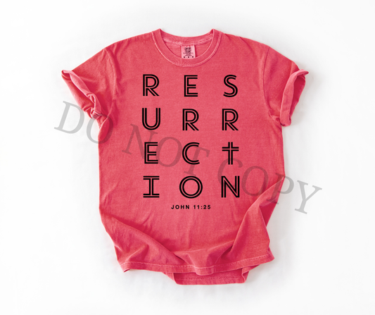 Resurrection DTF Transfer – John 11:25 Christian Easter Design – Ready to Press Heat Transfer