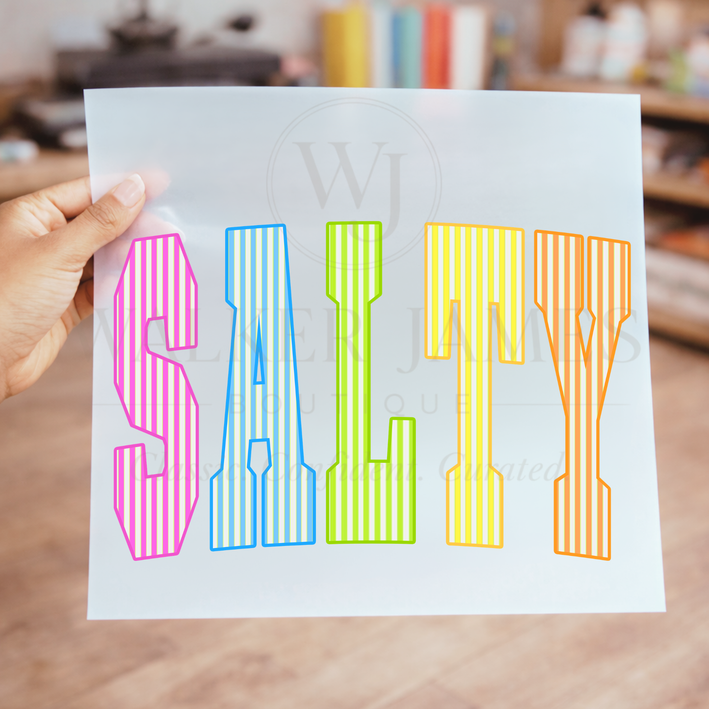 Salty Striped Summer DTF Transfer | Coastal Beach Transfer | Ready to Press Summer Shirt Design