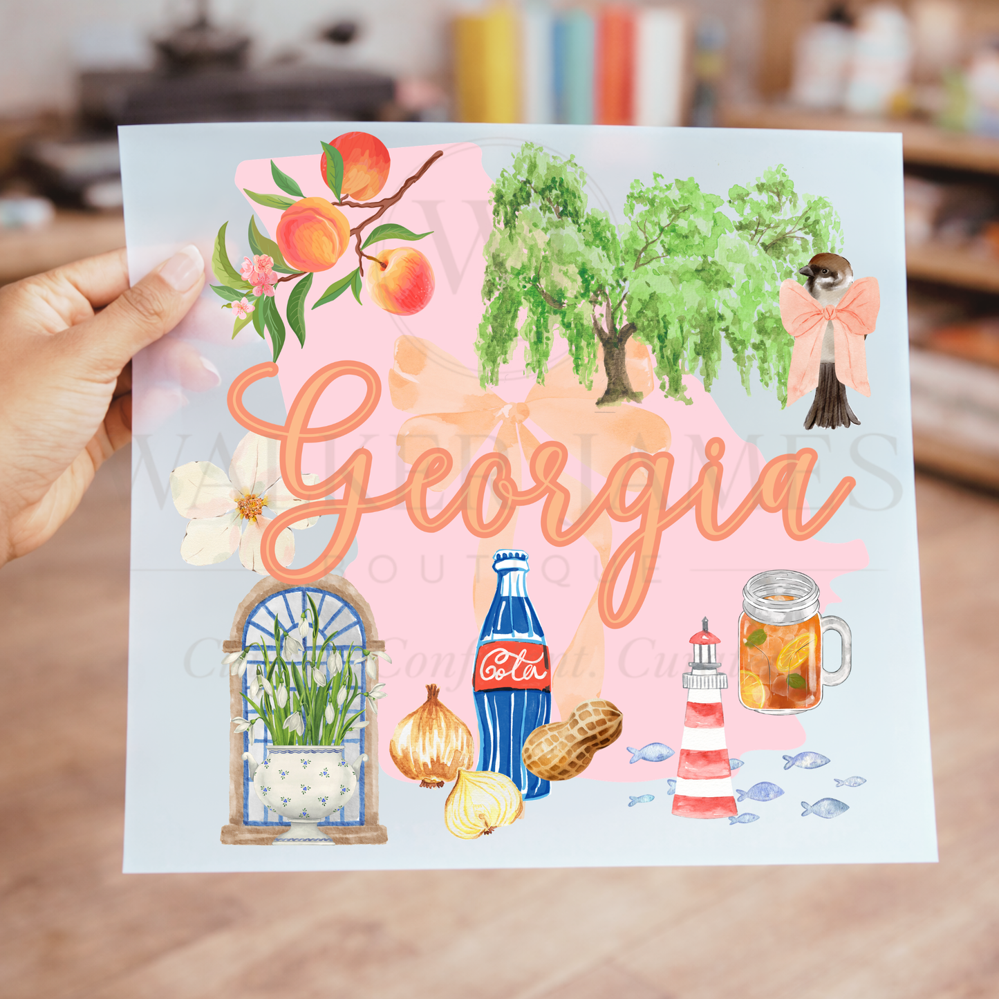 Georgia Coquette DTF Transfer | Southern Summer Graphic | Peach State Ready to Press Transfer