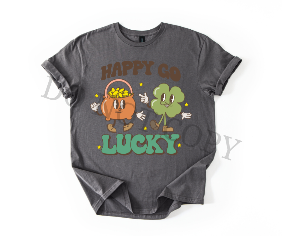 Happy Go Lucky DTF Transfer | St Patrick’s Day Heat Transfer | Cute Irish Ready to Press Design