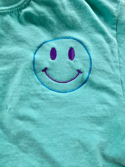 Smiley Face Embroidered Comfort Colors Tee