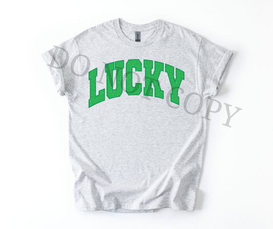 Lucky Varsity DTF Transfer | St Patrick’s Day Heat Transfer | Retro Irish Ready to Press Design