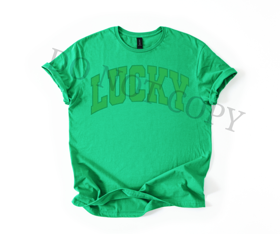 Lucky Varsity DTF Transfer | St Patrick’s Day Heat Transfer | Retro Irish Ready to Press Design