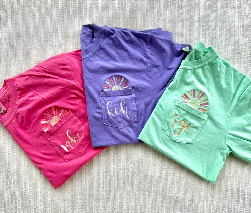 Sunshine Pocket Monogram Comfort Colors Tee
