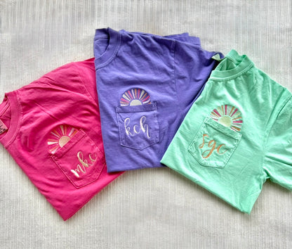 Sunshine Pocket Monogram Comfort Colors Tee