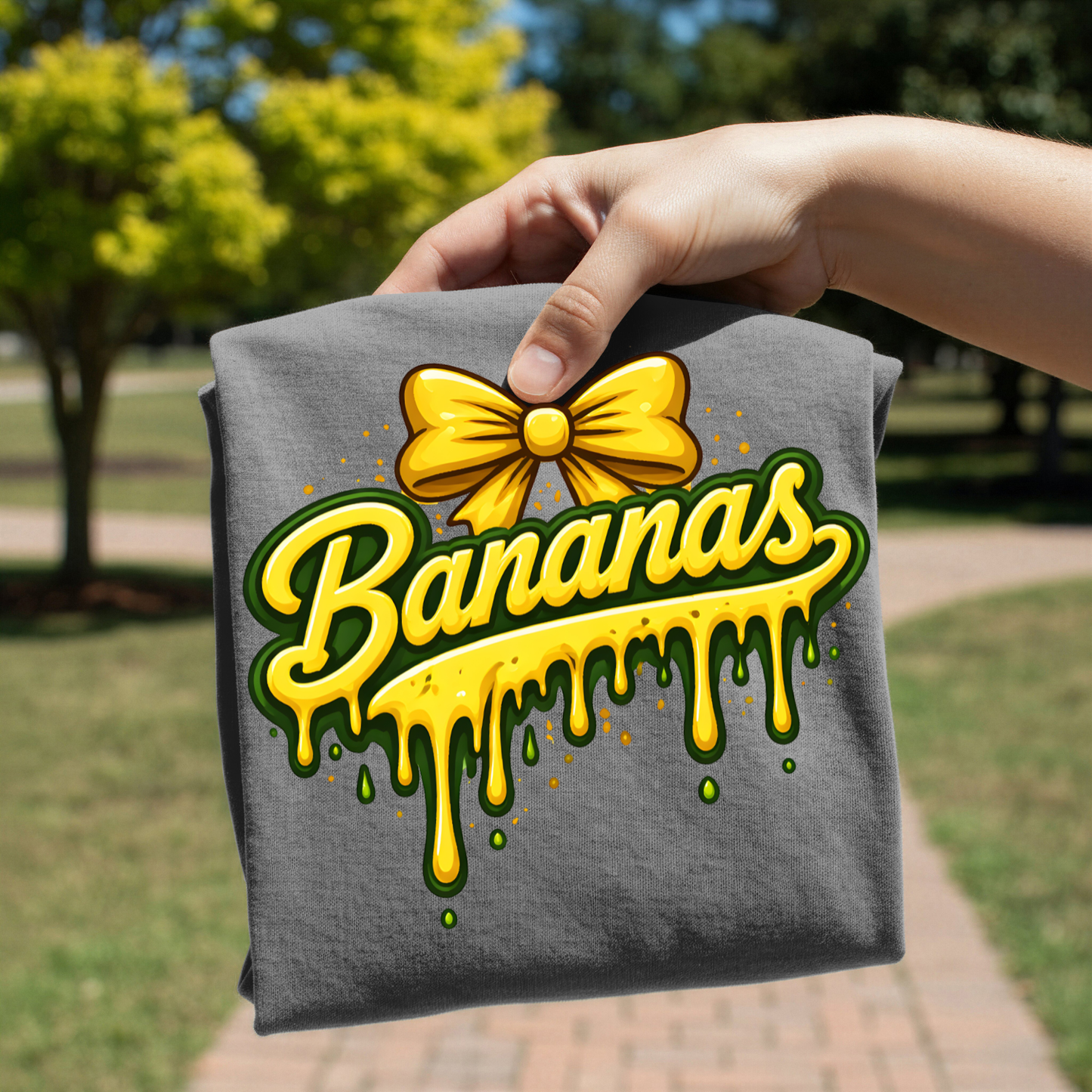 Bananas Drip Bow Graphic Tee | Trendy Banana Ball Shirt | Comfort Colors Tee