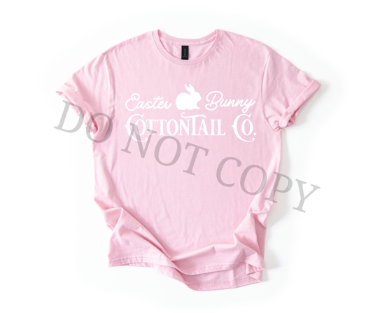 Easter Bunny Cottontail Co. DTF Transfer – All White Ink Easter Design – Ready to Press Heat Transfer
