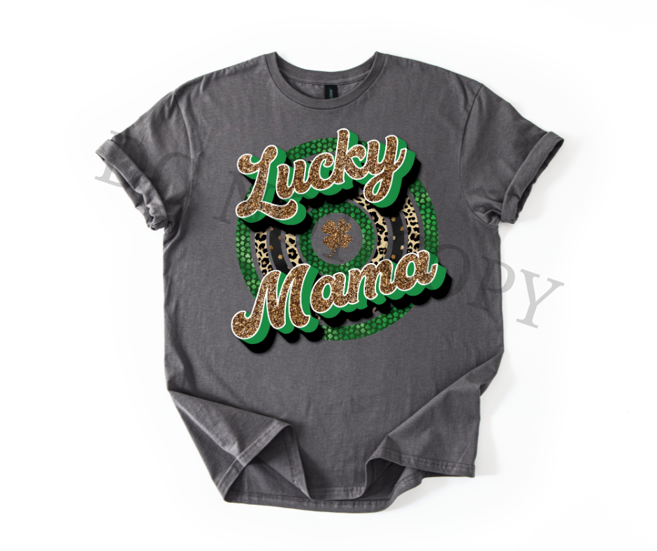 Lucky Mama DTF Transfer Ready to Press | Trendy Mom St Patrick’s Day Shirt