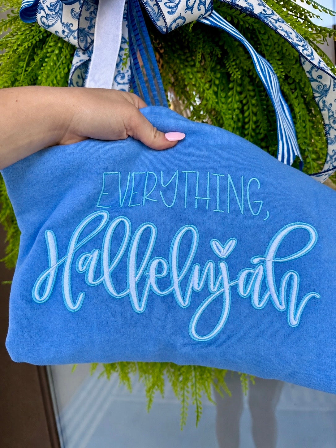 Everything Hallelujah Puff Embroidery Shirt | Christian Embroidered Tee | Faith Sweatshirt | Comfort Colors Tee | Gildan Crewneck | Religious Gift
