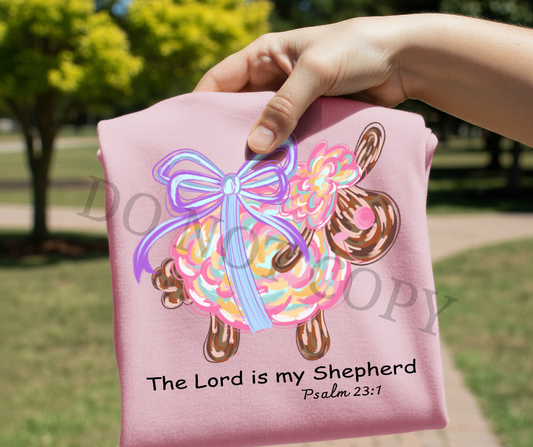 Psalm 23:1 Lamb DTF Transfer – The Lord Is My Shepherd Easter Design | Ready to Press Christian Heat Transfer