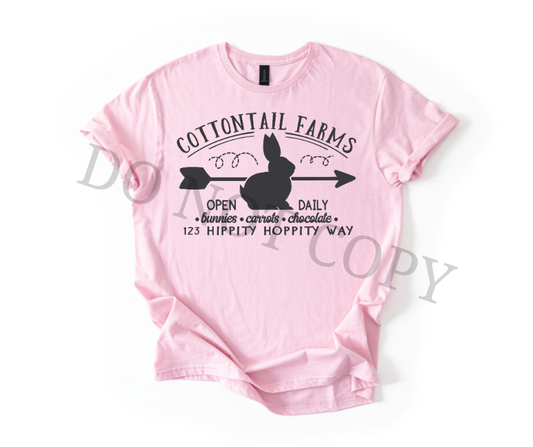 Cottontail Farms DTF Transfer – Vintage Easter Bunny Farm Design – Ready to Press Heat Transfer