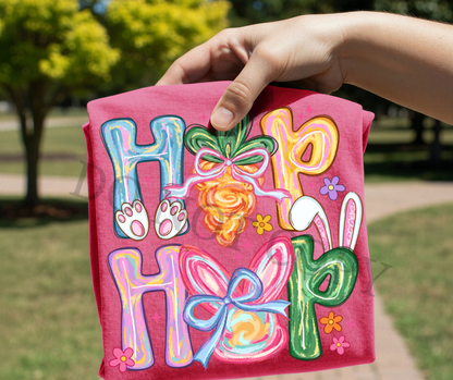 Hip Hop Easter DTF Transfer – Bunny & Carrot Spring Design | Ready to Press Heat Transfer for Shirts