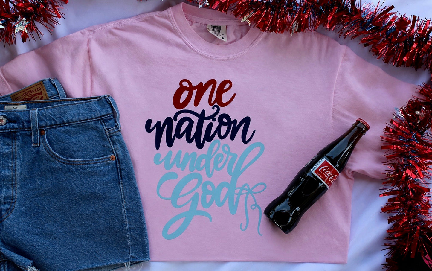One Nation Under God Shirt | Christian Patriotic Tee | Faith Based 4th of July Shirt | Feminine USA Shirt | Comfort Colors Tee