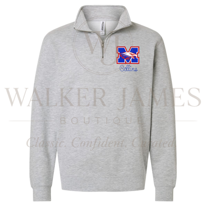 School Spirit Quarterzip- EMBROIDERED + CUSTOM- ALL SCHOOLS