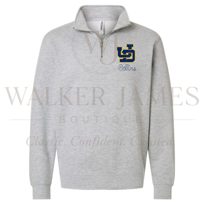 School Spirit Quarterzip- EMBROIDERED + CUSTOM- ALL SCHOOLS