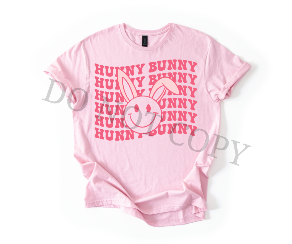 Hunny Bunny DTF Transfer – Trendy Smiley Bunny Easter Design – Ready to Press Heat Transfer