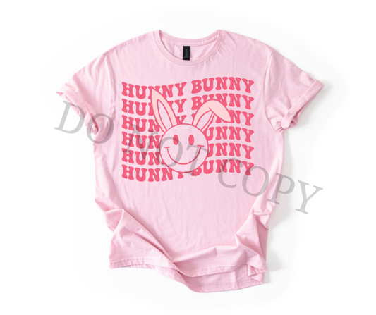 Hunny Bunny DTF Transfer – Trendy Smiley Bunny Easter Design – Ready to Press Heat Transfer