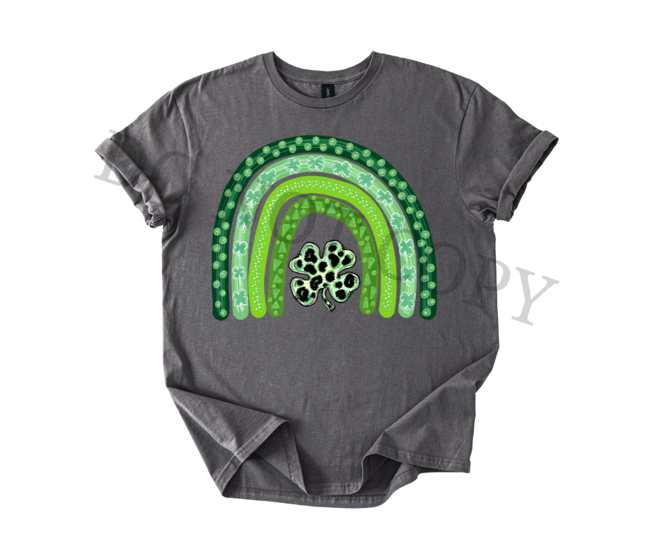St Patty’s Day Rainbow Clover Heat Transfer DTF Ready to Press | Boutique Shirt Graphic