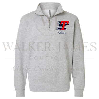 School Spirit Quarterzip- EMBROIDERED + CUSTOM- ALL SCHOOLS