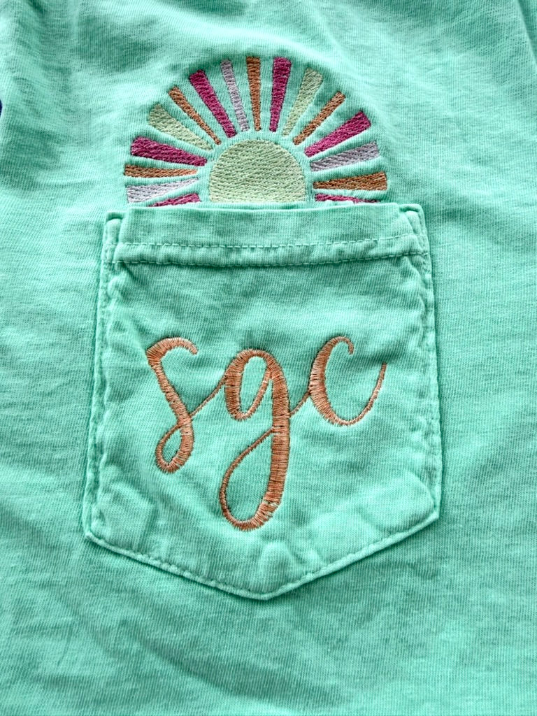 Sunshine Pocket Monogram Comfort Colors Tee