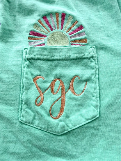Sunshine Pocket Monogram Comfort Colors Tee