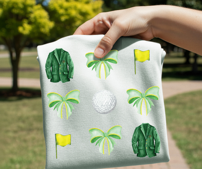 Preppy Golf Bow DTF Transfer Ready to Press | Masters Inspired Green Jacket Graphic | Country Club Spring Shirt Print for Boutique & Shirt Makers