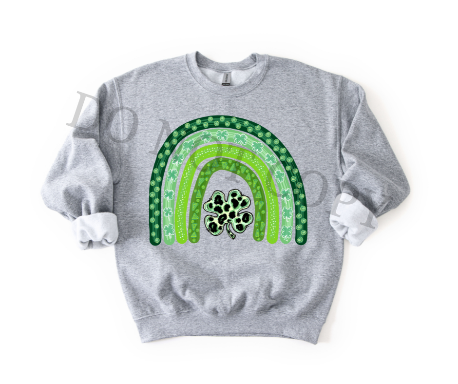 St Patty’s Day Rainbow Clover Heat Transfer DTF Ready to Press | Boutique Shirt Graphic