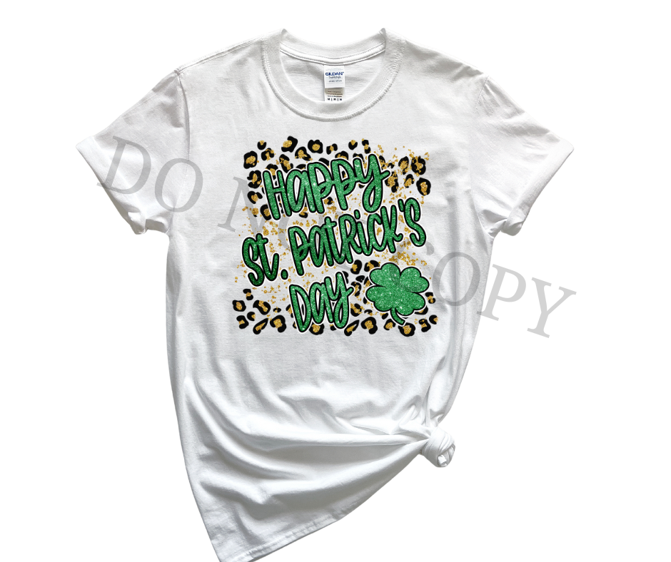 St Patrick’s Day Leopard DTF Transfer Ready to Press | Funny Lucky Shirt Heat Transfer