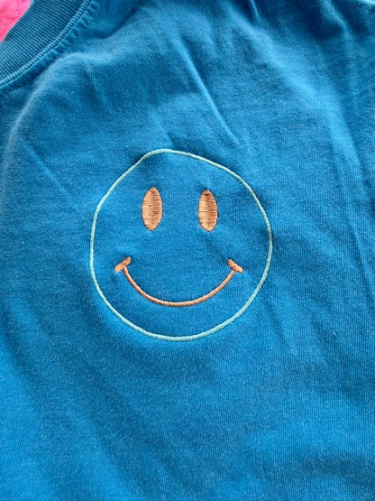 Smiley Face Embroidered Comfort Colors Tee