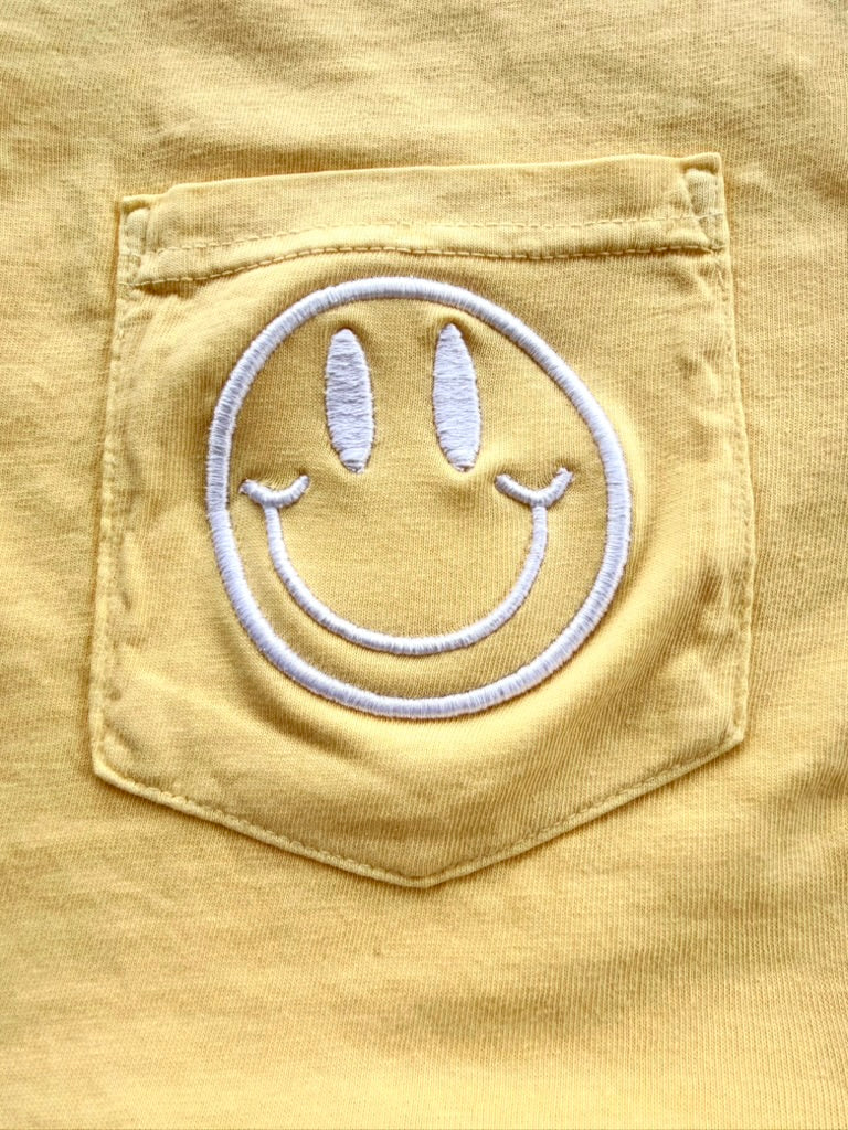 Puff Embroidered Smiley Pocket Comfort Colors Tee