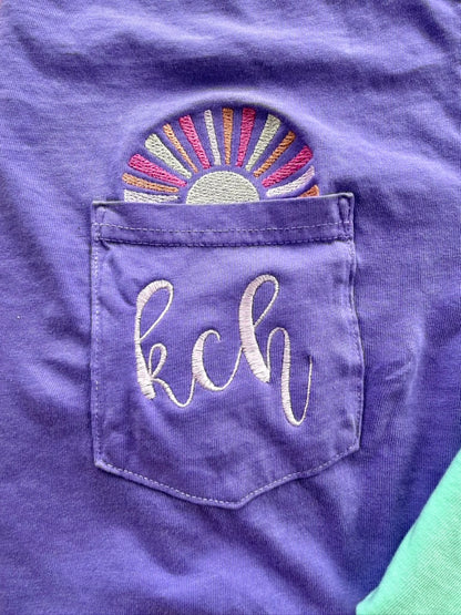 Sunshine Pocket Monogram Comfort Colors Tee