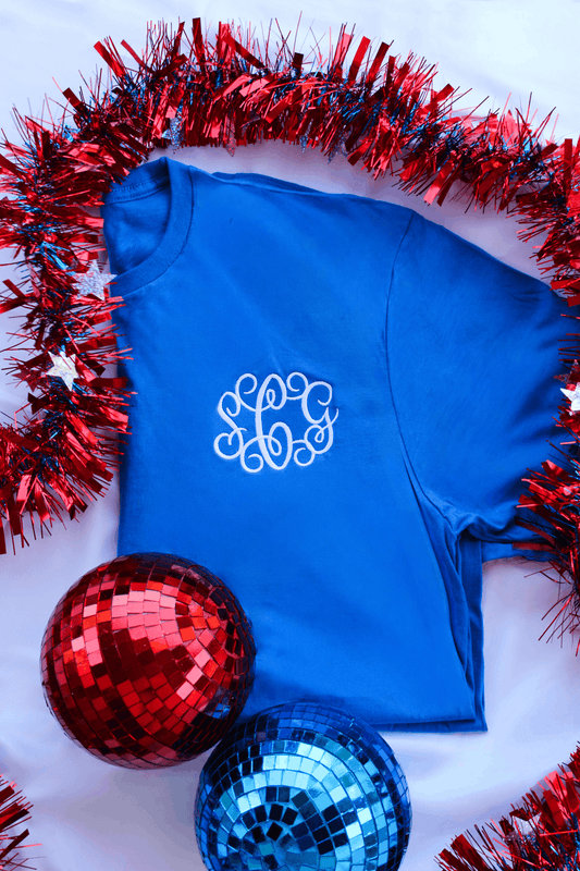 Custom Vine Monogram Gildan Softstyle Tee | Embroidered Initial Shirt | Personalized Preppy T Shirt | Monogrammed Tee