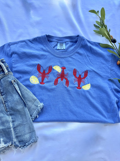 Embroidered Crawfish Tee | Comfort Colors Southern Summer Shirt | Coastal Cajun Boutique Tee