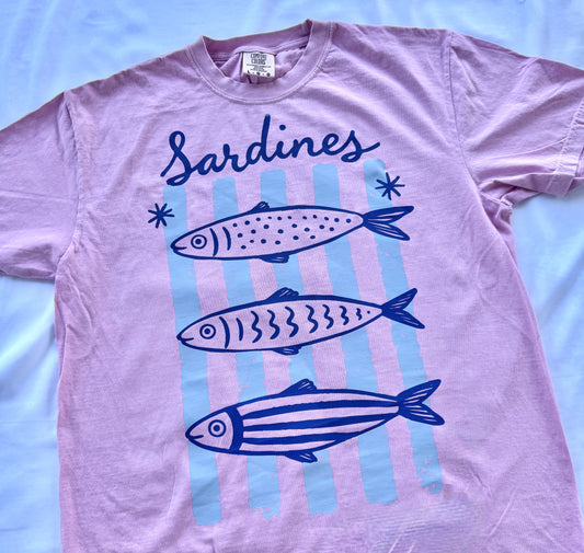 Sardines Coastal Graphic Tee | Comfort Colors Beachy Summer Shirt | Retro Fish Graphic Tee