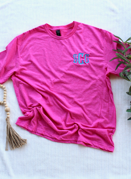 Hot Pink Monogram Tee | Personalized Soft Style Tee