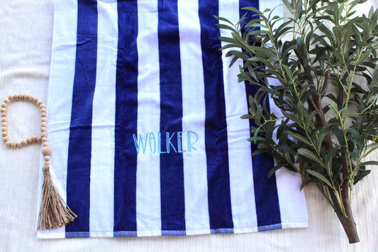Personalized Name Beach Towel | Custom Striped Towel Gift